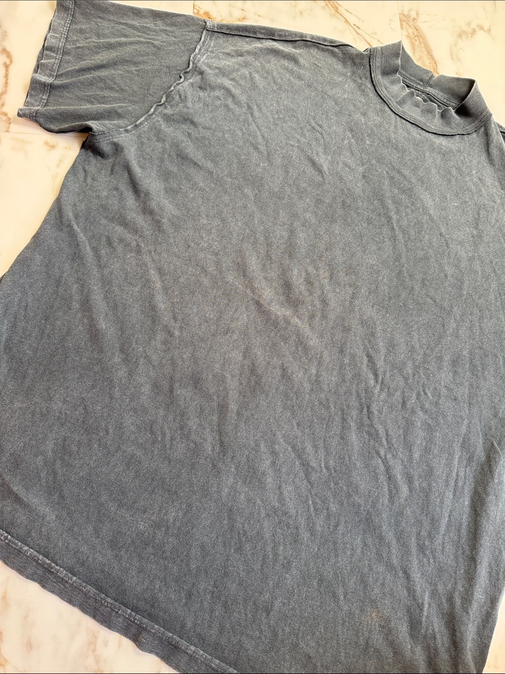 We the Free Free People Oversized Exposed Stitching Shirt Sz S Black Gray Grunge